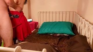 pixie Pin-Up hair tied to headboard