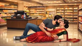 An animated Indian aunt has some naughty fun with a stranger in the