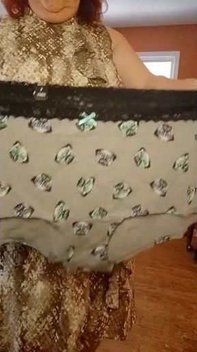 Dressing  in fluffy print dress from nude