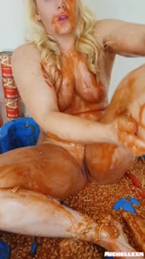 Nude bathing in baked beans funny and sexy milf thick blonde feet foot fetish food fetish
