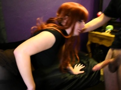 Amateur redhead sucks tons of cocks