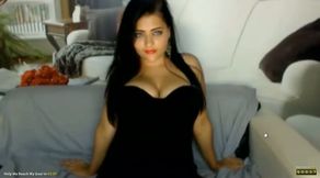 Spell-binding webcam gal plays with her big natural jugs and hot pussy