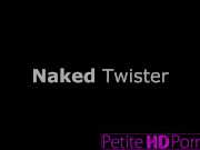 Petite teens lesbian threesome with anal play
