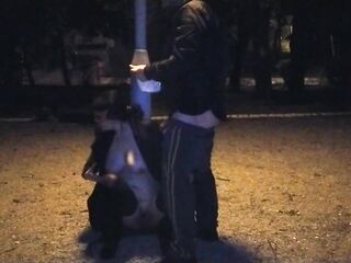A obedient floozy wife takes my void urine in her throat in a public park
