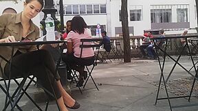 Tall Mature Woman Caught Dangling Her Ballerina Shoes In Public