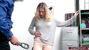 Blonde gets fucked by a security officer