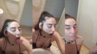 Luli gags on thick cock while squirting all over it