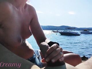 Exhibitionist Outdoor Amateur mother I'd like to fuck Touches Large Ramrod on Nudity Beach public in Greece to voyeur with cum front people
