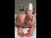 Thick ass spread wide with pink toy inside