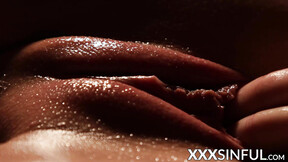 Horny lezzies orally pleasure each other after massage