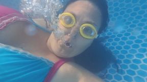 Underwater, goggles, bubble rings and more bubbles