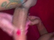 dominant BWC tranny mouthfucks her sub more