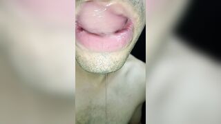 garganta profunda, sloopy, tongue, lengua juguetona, saliva, sumiso primer plano