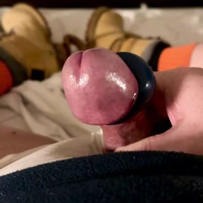 Slow jerk cum with c ring