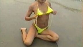 My gorgeous wife in bikini masturbating on the beach
