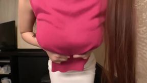 Asian MILF braces massive boobs, solo HD fetish fest