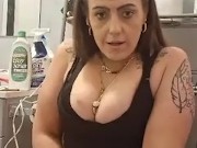 Hot Milf Pissing In House Party Bathroom Then Masturbates While Moaning and Talking Dirty On Toliet