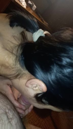 Homemade Blowjob From a Korean Housewife, Sucking Cock and Getting Cum in Her Mouth