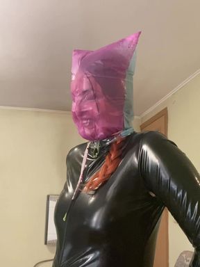 Colored Plastic Bags Breathplay in Latex