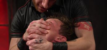 Nude male plays submissive for his master to feast with his dick