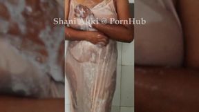Sri Lankan Bath with Night Dress on Big Boobs and Ass