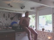 Naked and Cumming by the Wide Open Kitchen Window