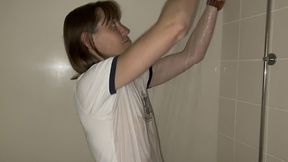 wetlook - wet t-shirt and knickers in the shower