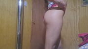 Trying on my stepsister's sexy panties to tease!