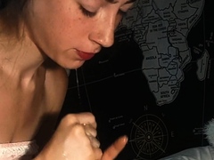 Latin Teen Blowjob POV with Cumshot On Her Chin