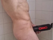 Hot shower with my automatic male masturbator