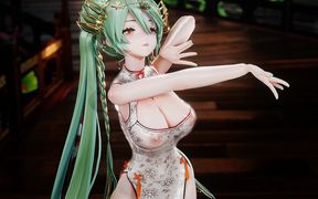 Miku Listens to the Night Rain Perspective Sex Cheongsam Succubus Pattern Double Ponytail