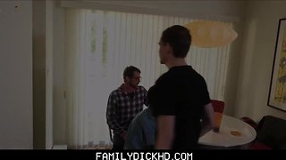 Boy step son and his step pappy have sex on the couch