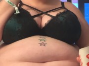 Mukbang Checkers Burger Stuffing Big Belly BBW Feedee Gainer