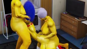 Marge Simpson fucked by her Futanari stepbrother cum inside gaping MILF