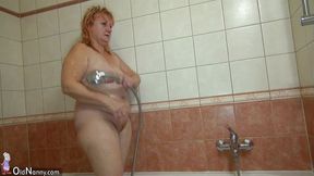 Bernadett masturbates in the bathroom