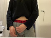Horny boy can’t resist jerking off in his new underwear in shopping mall