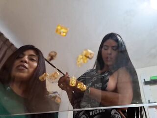 Glamorous breasty stepmother celebrates the recent year having lesbo sex with her curvy stepdaughter