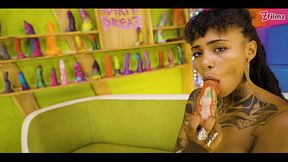 Tattoo girls play hard - STRAP ON, blowjob, SQUIRT on girl, interracial - (goth, punk, alt porn) ZF056