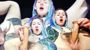 Close up hairy juicy pussy dildo fuck