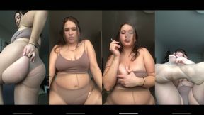 Smoking Bbw rips her tights