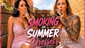 Smoking in Summer Dresses – Two Girls Smoking Together