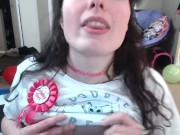 Spitting on my big tits