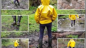 Rainy Springtime Walk in Raincoat and Wellies