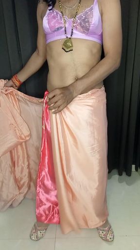 Stuning housewife sexy saree and tit bra panty