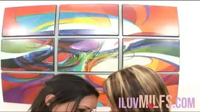 Two sexy lesbians fucking in a hot threesome