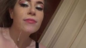 Thick British Whore Talks Dirty, Sucks Big Cock for Cum Facial