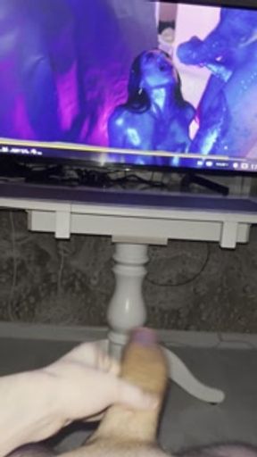 I love her big lips. Jerking off solo to an unusual video. Solo guy, lots of cum