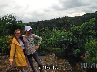 HUNT4K. Met a undressed stranger with admirable tits in the forest