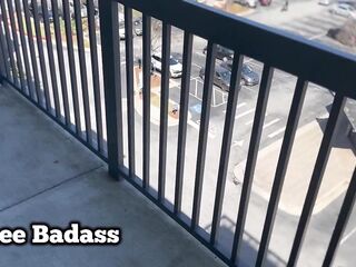 Public Balcony Rimjob in advance of Tinee Badass gets pounded