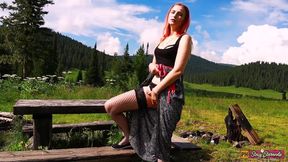 Teen Redhead Girl Outdoor Fingering Pussy and Orgasm | Public Masturbation in Nature